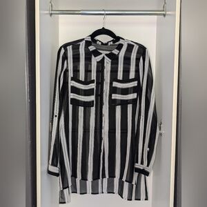 Long See through Button up Blouse